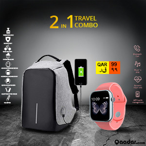 2 In 1 Travel Combo Offer, Anti Theft Bag With Z33 Smart Watch. Tbagz33