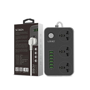 Auto Max 3.4A Power Socket with 3 AC + 6 USB Charger Adapter