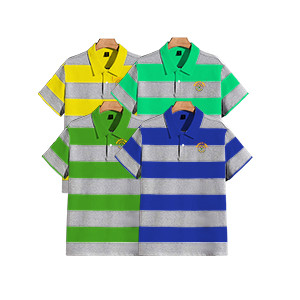 4 Pcs Classic Fit High Quality Heritage Striped Polo Tshirts