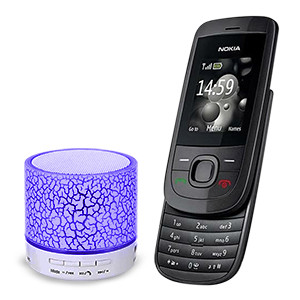 Nokia 2220 Slide Mobile Phone - Black , With LED Mini Bluetooth Speaker