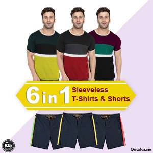 6 in 1 Bundle Offer, Men's Casual Round Neck Short Sleeve T-Shirt &  Men’s Shorts Quick Dry Performance Workout/Sleep Jersey Shorts with Pockets. 6in1Casual
