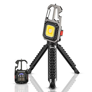 COB Small Flashlights, 800Lumens Bright Rechargeable Keychain Mini Flashlight 3 Modes Portable Pocket Light with Folding Bracket Bottle Opener and Magnet Base for Fishing, Walking and Camping- COB